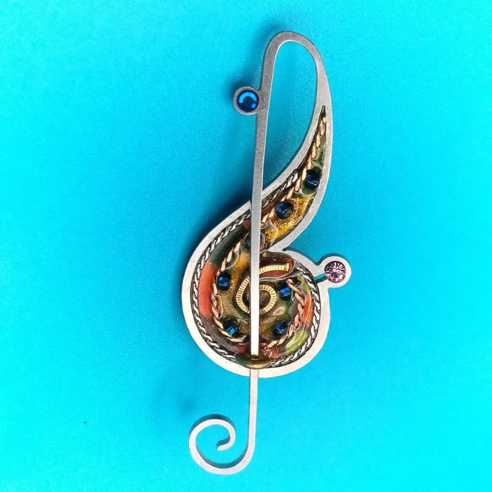 Artistic Treble Clef Brooch Pin Approx 2